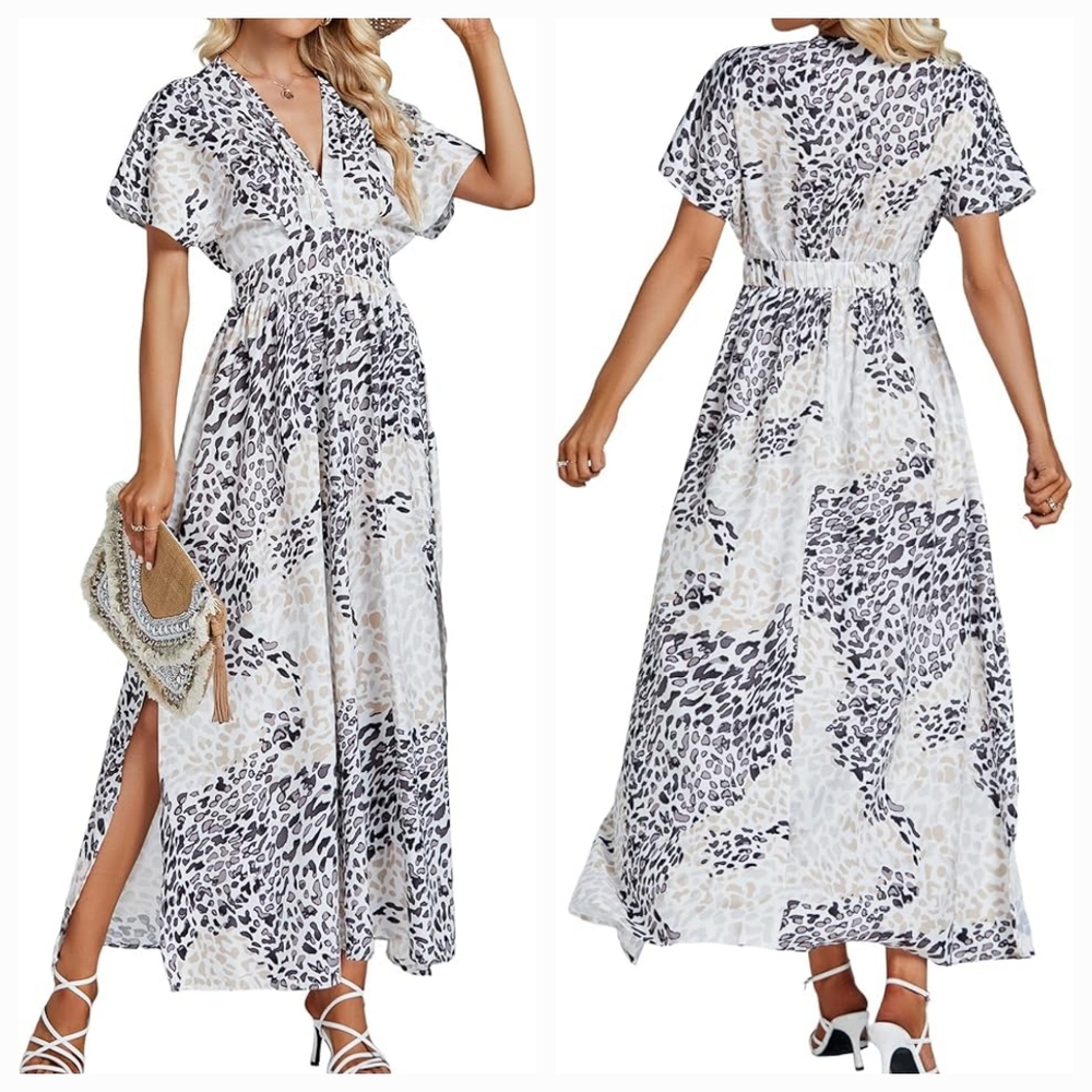 Lyaner deep v neck maxi dress